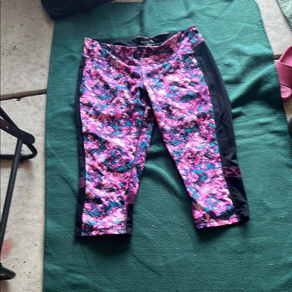 Vibrant Pink and Blue Floral Leggings